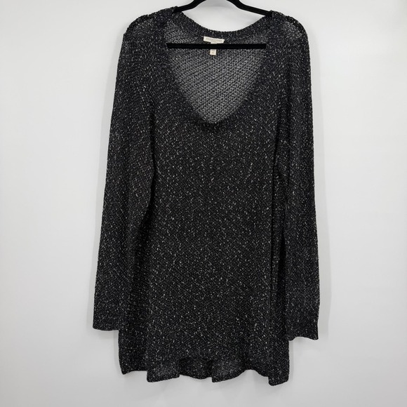 Eileen Fisher Sweaters - Eileen Fisher Sweater Womens 3X Black Open-Knit V-Neck Pullover Relaxed Classic